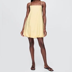 NEW NWT gap linen blend bubble mini dress xs maize light yellow butter europe